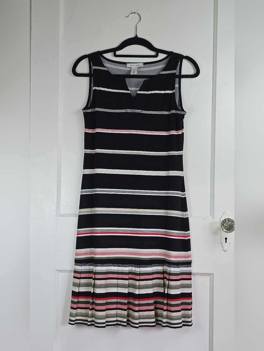 White House Black Market Black Striped Knit Dress XS